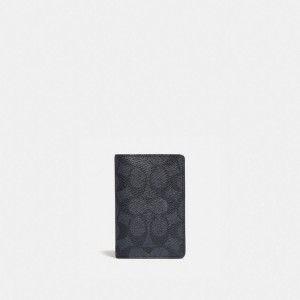 Férfi COACH® Card In Signature Canvas Pénztárca Szürke Fekete | HUDFL243