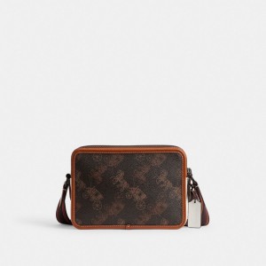 Férfi COACH® Charter 24 With Large Horse And Carriage Print Crossbody Táska Szürke Barna | HUUZD210