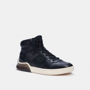 Férfi COACH® Citysole High Top In Signature Canvas Sportcipő Szürke Fekete | HUHAZ136
