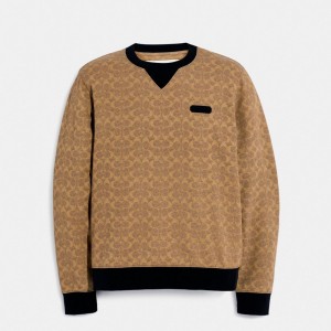 Férfi COACH® Essential Crewneck In Signature Ing Barna | HUXYW172