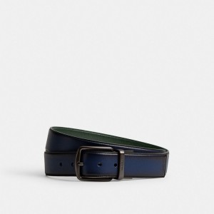 Férfi COACH® Harness Buckle Cut To Size Reversible, 38 Mm Öv Mélykék Zöld | HURVI259