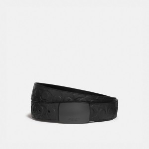 Férfi COACH® Plaque Buckle Cut To Size Reversible, 38 Mm Öv Fekete | HUOKD264