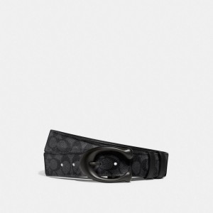 Férfi COACH® Sculpted C Buckle Cut To Size Reversible, 40 Mm Öv Fekete Szürke | HUPJF265