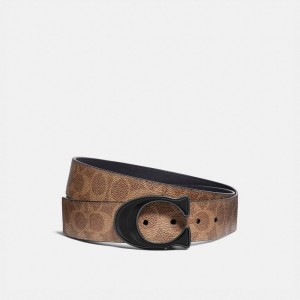 Férfi COACH® Signature Buckle Cut To Size Reversible, 38 Mm Öv Khaki Fekete | HUSGH267