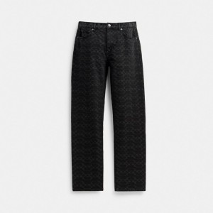 Férfi COACH® Signature Jeans Nadrág Fekete | HUJPN168