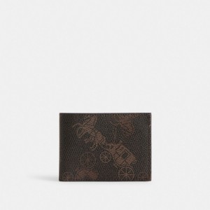 Férfi COACH® Slim Billfold With Large Horse And Carriage Print Pénztárca Szürke | HUYXM250