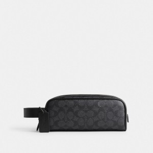 Férfi COACH® Travel Kit In Signature Canvas Technology Szürke | HUBEY284