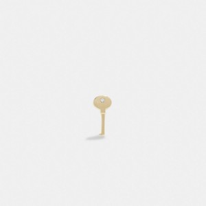 Női COACH® 14 K Key Single Stud Earring Arany | HULID534