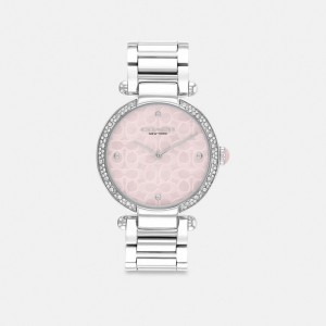Női COACH® Cary, 34 Mm Óra Szürke Rózsaszín | HUYXS614