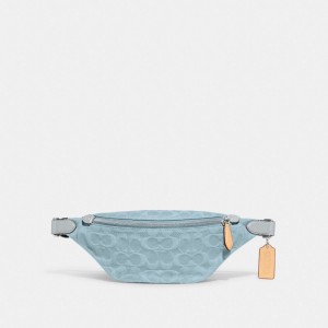 Női COACH® Charter 7 In Signature Denim Övtáska Kék | HUILX731