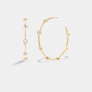 Női COACH® Classic Pearl Large Hoop Earring Arany | HUMQZ541