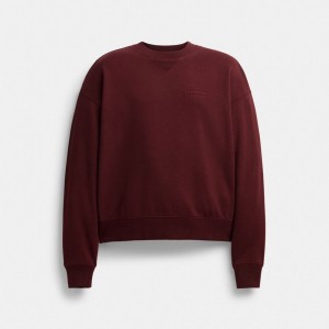 Női COACH® Essential Crewneck Ing Bordó | HUUZJ457