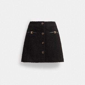 Női COACH® Heritage C Boucle Mini Szoknya Fekete | HUWNN465