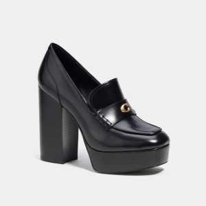 Női COACH® Ilyse Platform Loafer Fekete | HUMQW334