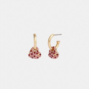 Női COACH® Pavé Heart Huggie Earring Arany Rózsaszín Színes | HULIQ549