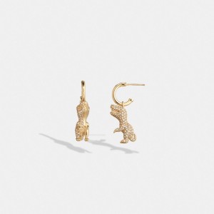 Női COACH® Pavé Rexy Huggie Earring Arany | HUJPE551