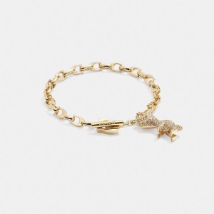 Női COACH® Pavé Rexy Signature Chain Karkötő Arany | HUSGY527