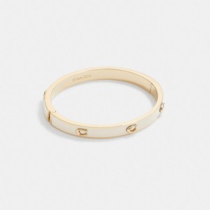 Női COACH® Pegged Signature Hinged Karperecek Arany | HUWNV517