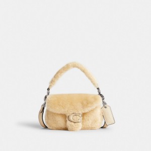 Női COACH® Pillow Tabby 18 In Shearling Válltáska Titán Krém | HUPJJ889