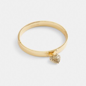 Női COACH® Quilted Signature Heart Hinged Karperecek Arany | HUEBB518