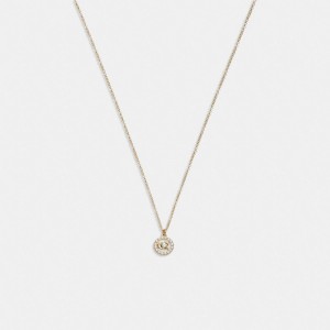 Női COACH® Signature Crystal Pearl Pendant Nyaklánc Arany | HUBEH591