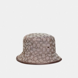 Női COACH® Signature Jacquard Bucket In Organic Cotton And Recycled Polyester Kalap Szürke | HUNWK647