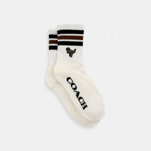 Női COACH® Sport Quarter Crew Zokni Fehér | HUEBD669