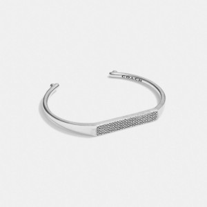 Női COACH® Sterling Signature Id Cuff Karperecek Titán | HUYXM521