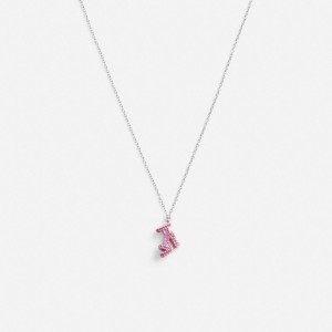 Női COACH® Stiletto Pendant Nyaklánc Titán Rózsaszín | HUXYB599