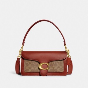 Női COACH® Tabby 26 In Signature Canvas Válltáska Barna Piros | HUXYS911