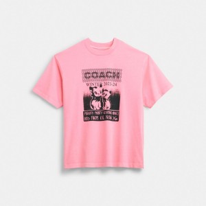 Női COACH® The Lil Nas X Drop Cats Póló Rózsaszín | HUILF508