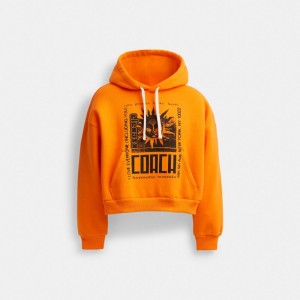 Női COACH® The Lil Nas X Drop Cropped Pullover Kapucnis Pulóver Narancssárga | HUAHO422