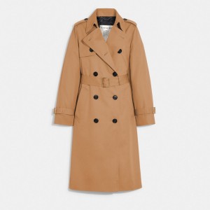 Női COACH® Trench Kabát Khaki | HUSGF400