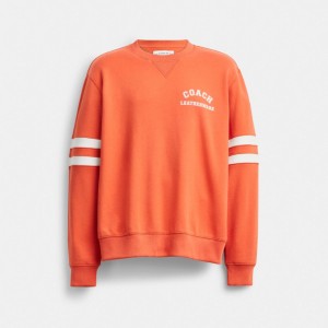 Női COACH® Varsity Crewneck Kapucnis Pulóver Narancssárga | HUDFA424
