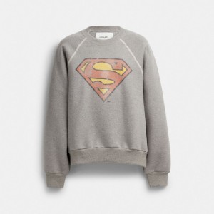 Női COACH® | Dc Superman Crewneck Kapucnis Pulóver Sötétszürke | HUTCE416